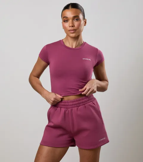 Gym King Women's Light Burgundy Fitted Crop T-Shirt