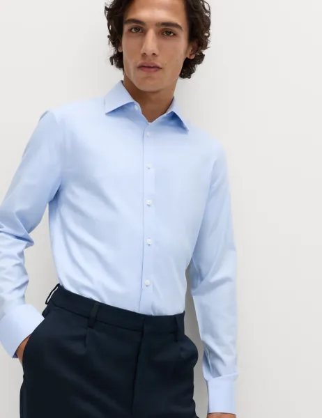 Marks & Spencer Ultimate Extra Slim Non Iron Pure Cotton Shirt Light Blue