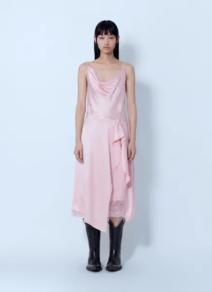 Shiny Satin Midi Slip Dress