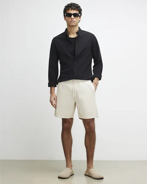 River Island Cotton Regular Stretch Textured Shorts