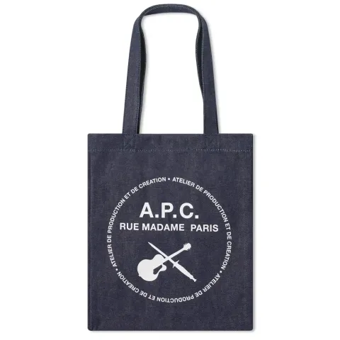 A.P.C. Guitar Logo Denim Tote Bag