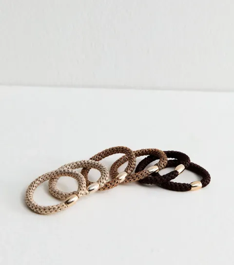 Pack of 6 Brown Metallic Ponio Hair Ties