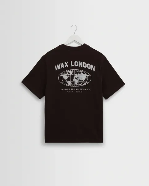 Dean - Brown and Off-White Globe Graphic Cotton t-Shirt