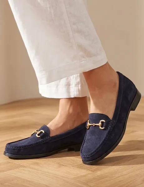 Jones Bootmaker Wide Fit Suede Loafers Navy