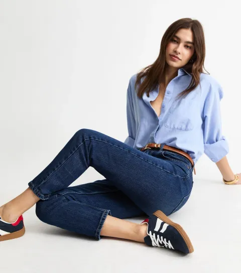 Women's Blue Hannah Ankle Grazer Straight Leg Jeans