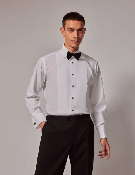 Hawes & Curtis Slim Fit Pure Cotton Textured Dress Shirt White
