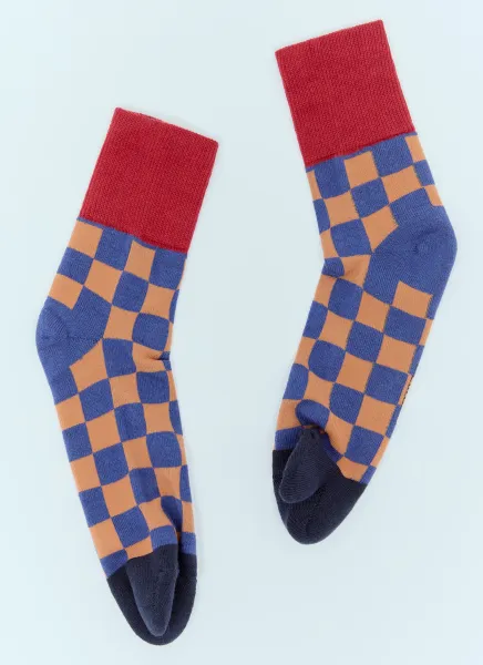 Tabi Checker Ankle Socks