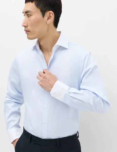 M&S SARTORIAL Regular Fit Egyptian Cotton Contrast Collar Shirt Blue Mix