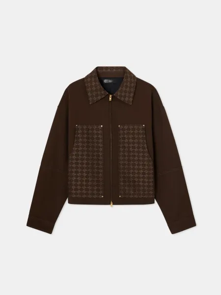 MA QUAD JACQUARD WORK JACKET - Dark Brown