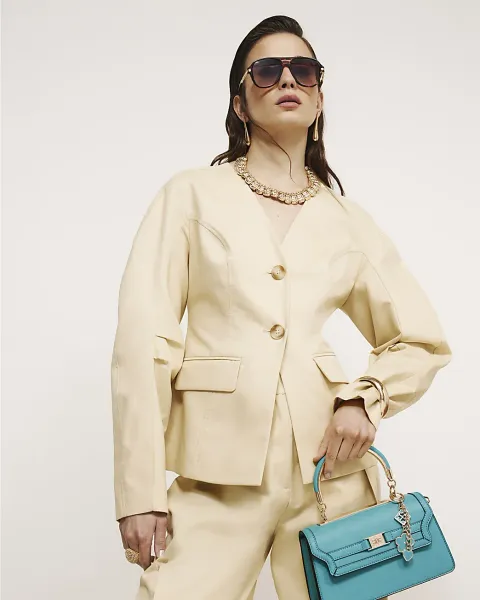 River Island Yellow Collarless Blazer
