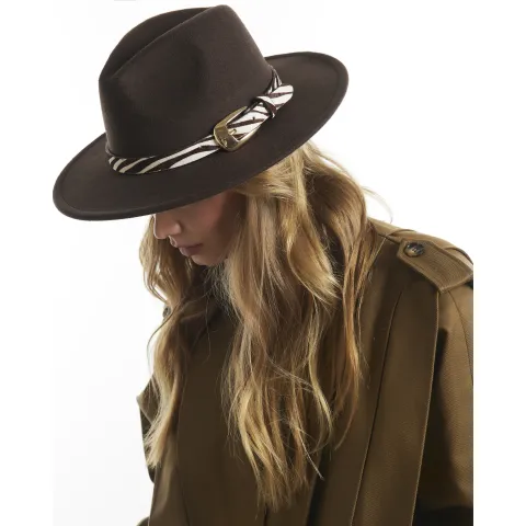 River Island Felt Zebra Print Fedora Hat