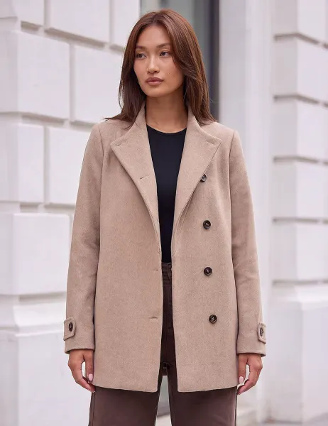 Roman Funnel Neck Cropped Jacket Natural Mix
