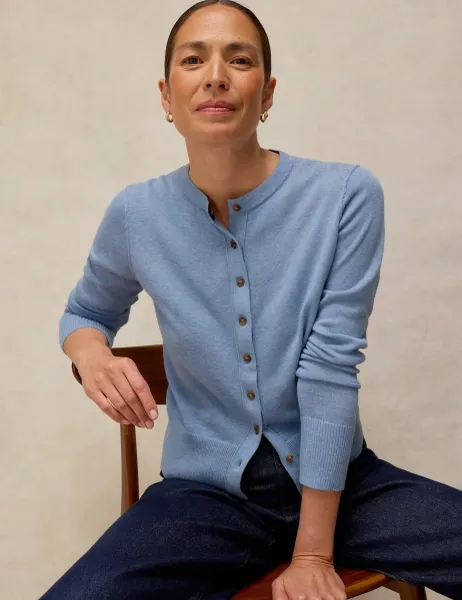 White Stuff Pure Cotton Cardigan Blue