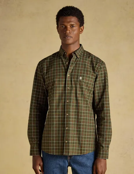 Joules Regular Fit Pure Cotton Checked Oxford Shirt Green Mix