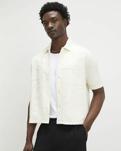 River Island Oversized Fit Geometric Textured Shirt