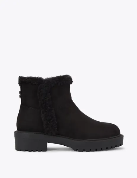 Carvela Faux Fur Lining Flat Ankle Boots Black