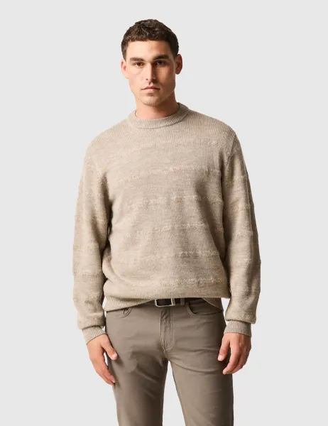 Rodd & Gunn Wool Rich Crew Neck Textured Jumper Natural