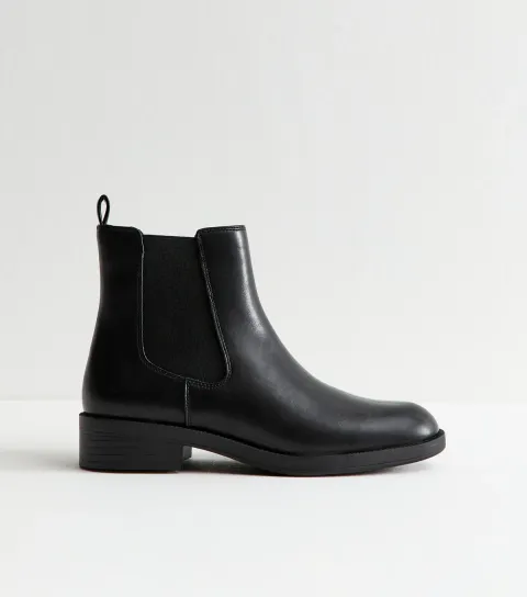 Women's Black Faux Leather Chelsea Boots Vegan