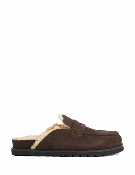 Dune London Suede Slip On Loafers Brown