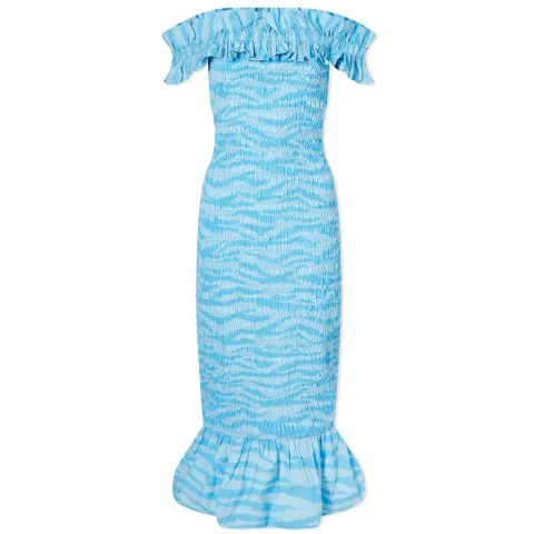 Off-Shoulder Smock Midi Dress
