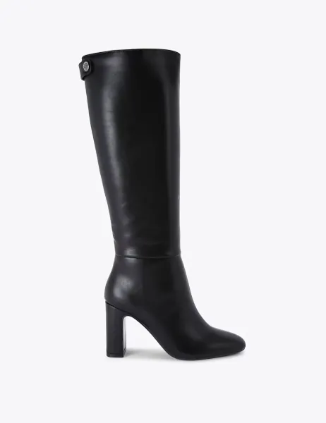 Carvela Block Heel Square Toe Knee High Boots Black