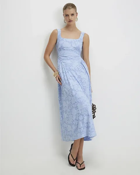 River Island Sleeveless Devore Burnout Midi Dress