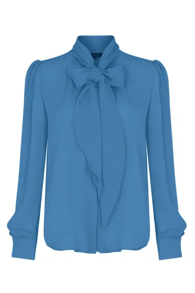 Denisa Blouse in Rackley Blue Silk Double Georgette