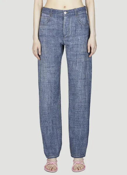 Denim Print Pants