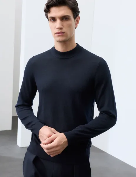 Autograph Pure Extra Fine Merino Wool Performance Jumper Dark Navy