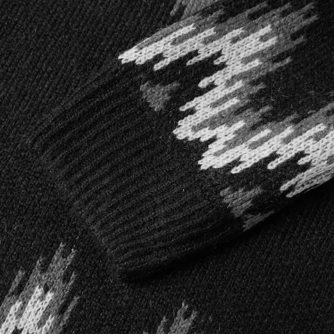 Black Native Pattern Crew Sweat