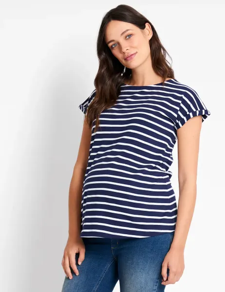 JoJo Maman Bébé Maternity Pure Cotton Striped T-Shirt Navy Mix