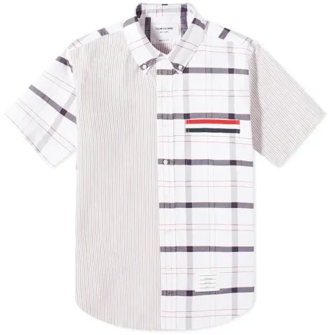 Funmix Tricolour Striped Pocket Oxford Shirt