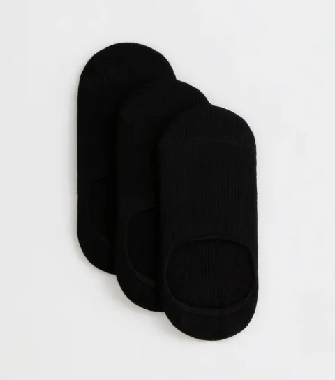 New Look 3 Pack Black Sports Heel-Grip Invisible Socks