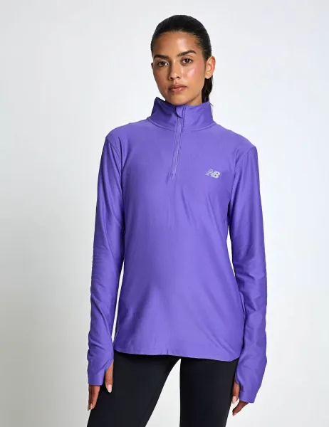 New Balance Sport Essentials Space Dye Quarter Zip Top Purple