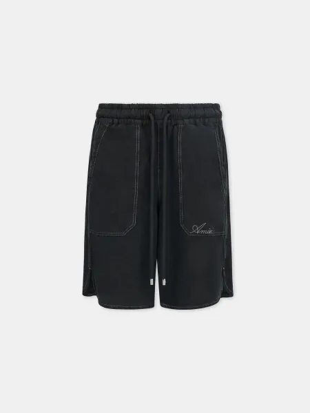 SCRIPT LINEN GD SHORT - Black