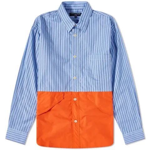 Nylon Hem Striped Shirt