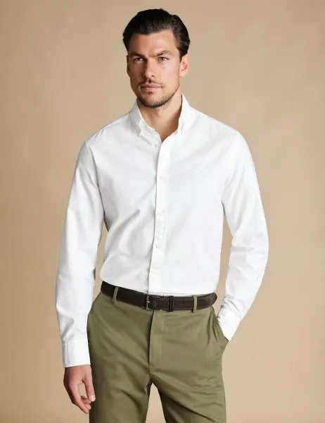 Charles Tyrwhitt Pure Cotton Stretch Oxford Shirt White