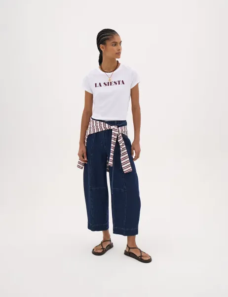 HUSH Supersoft Barrel Leg Jeans Dark Blue Denim
