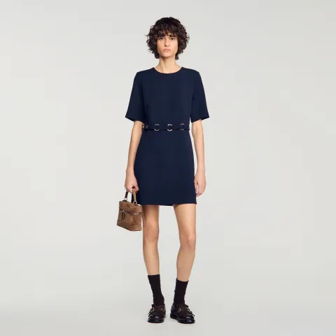 Short dress with ring belt