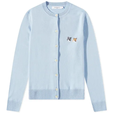 Double Fox Head Patch R-Neck Cardigan