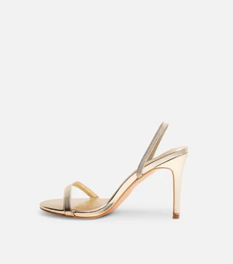 Women's Gold Barely Round Slingback Stiletto Sandals