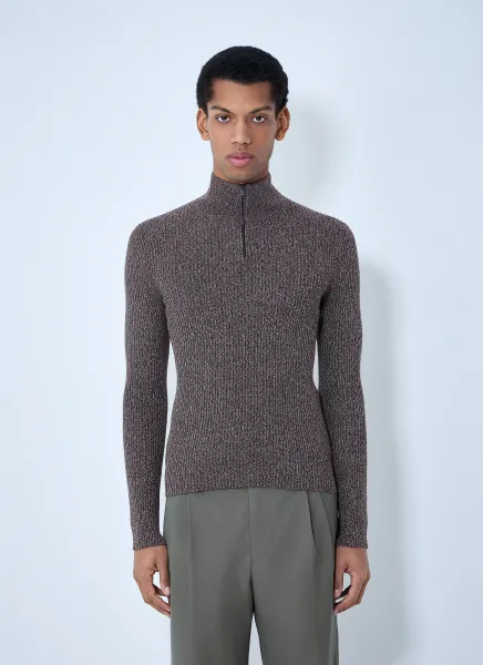 High Neck Zip Sweater