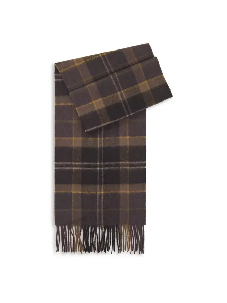 BARBOUR Wool & Cashmere Mineral Tartan Scarf - Dried Bracken
