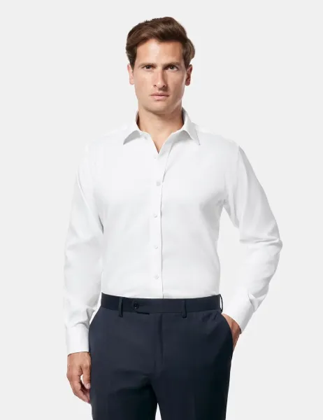 Hawes & Curtis Slim Fit Non Iron Pure Cotton Textured Shirt White
