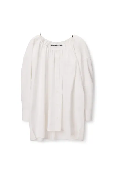 BUNGEE SCOOP NECK MINI SHIRT DRESS