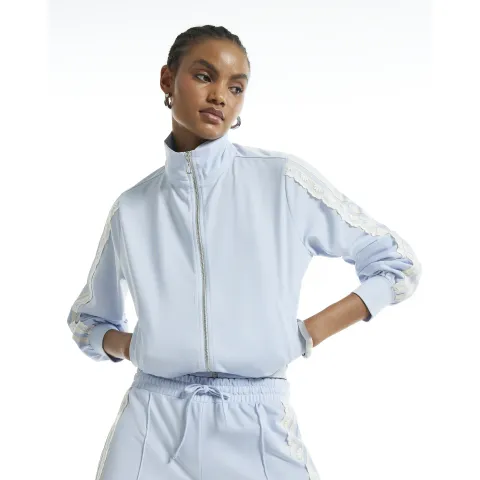 River Island Lace Funnel Neck Zip Through Sweatshirt