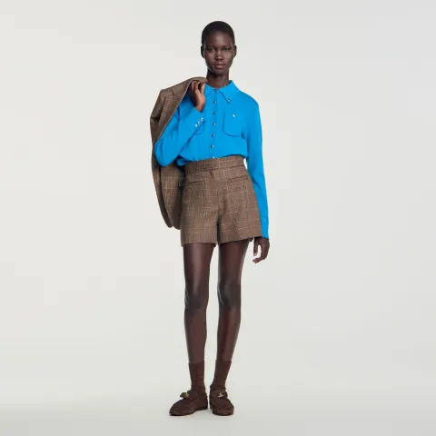Check wool shorts