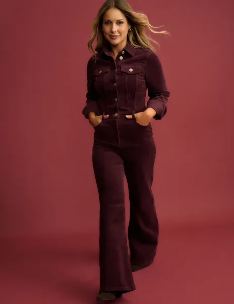 Nobody's Child X Louise Thompson Cord Long Sleeve Jumpsuit Red
