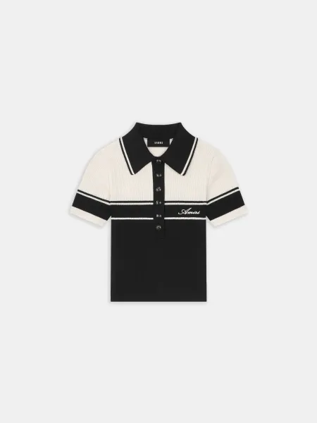 WOMEN - WOMEN'S SCRIPT KNIT SLIM POLO - Black