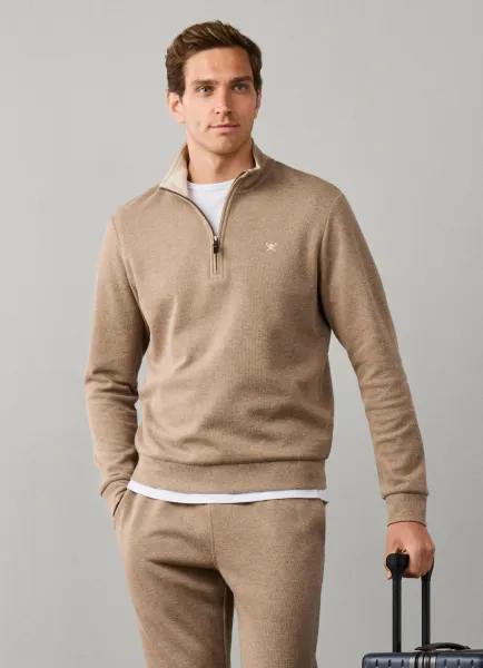 Hackett Travel Cotton Quarter Zip Sweat